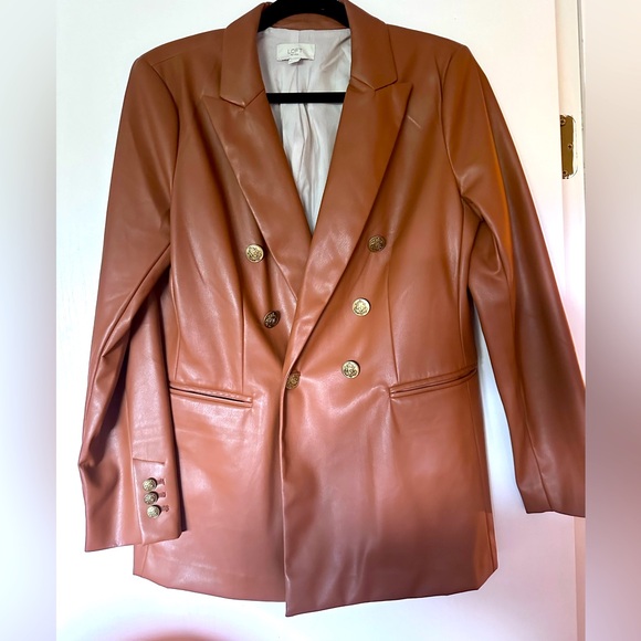 Loft Faux Leather Double-breasted blazer - Picture 3 of 7